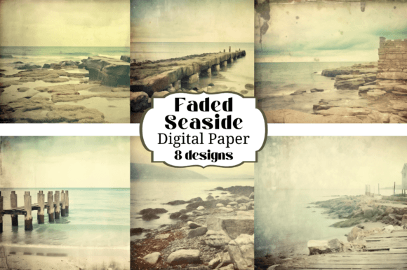 8 Faded Seaside Polaroid Backgrounds for Creative Projects