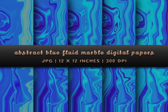 Abstract Blue Fluid Marble Backgrounds for Designers