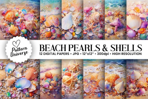 Capturing Coastal Charm: Summer Beach and Pearls Backgrounds