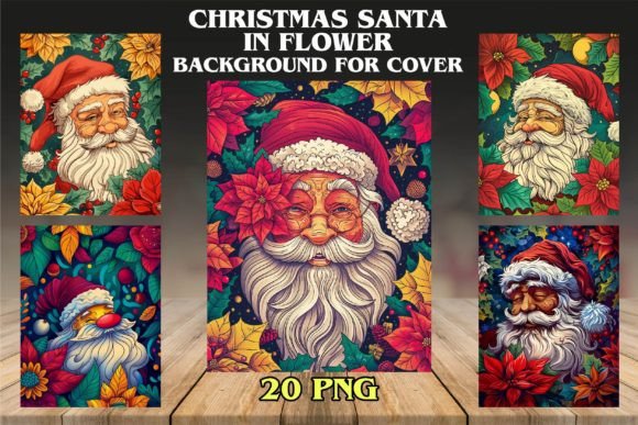 Christmas Santa in Flower Backgrounds: A Festive Design Asset