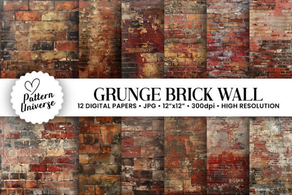 Grunge Brick Wall Backgrounds: 12 High-Res Textures