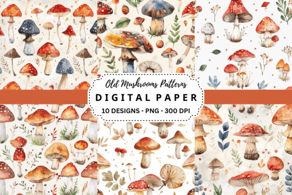 Old Mushrooms Patterns Backgrounds: A Vintage Toolkit for Modern Creatives