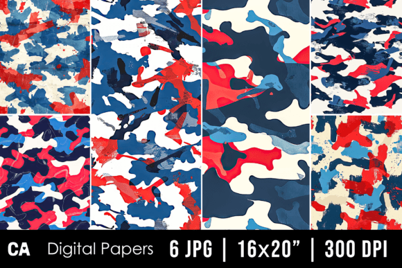 Patriotic Camouflage Pattern Backgrounds for Creative Projects