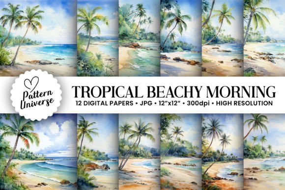Tropical Morning Beach Backgrounds: Instant Vacation for Your Designs