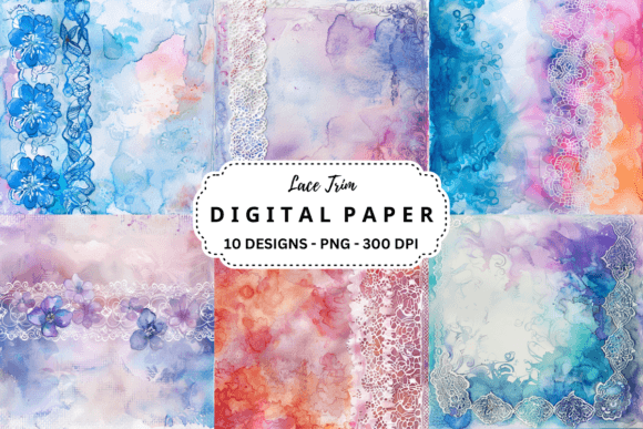 Watercolor Lace Trim Backgrounds: A Design Asset for Elegant Projects